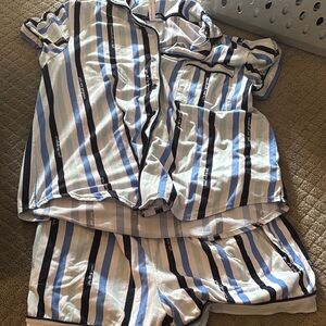 Striped Blue and White Pajama Set
